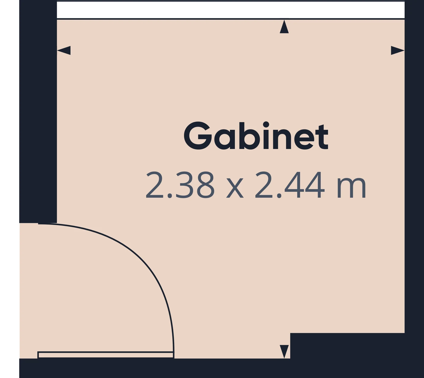 Rzut lokalu 5,6 m² z&nbsp;wymiarami pomieszczenia